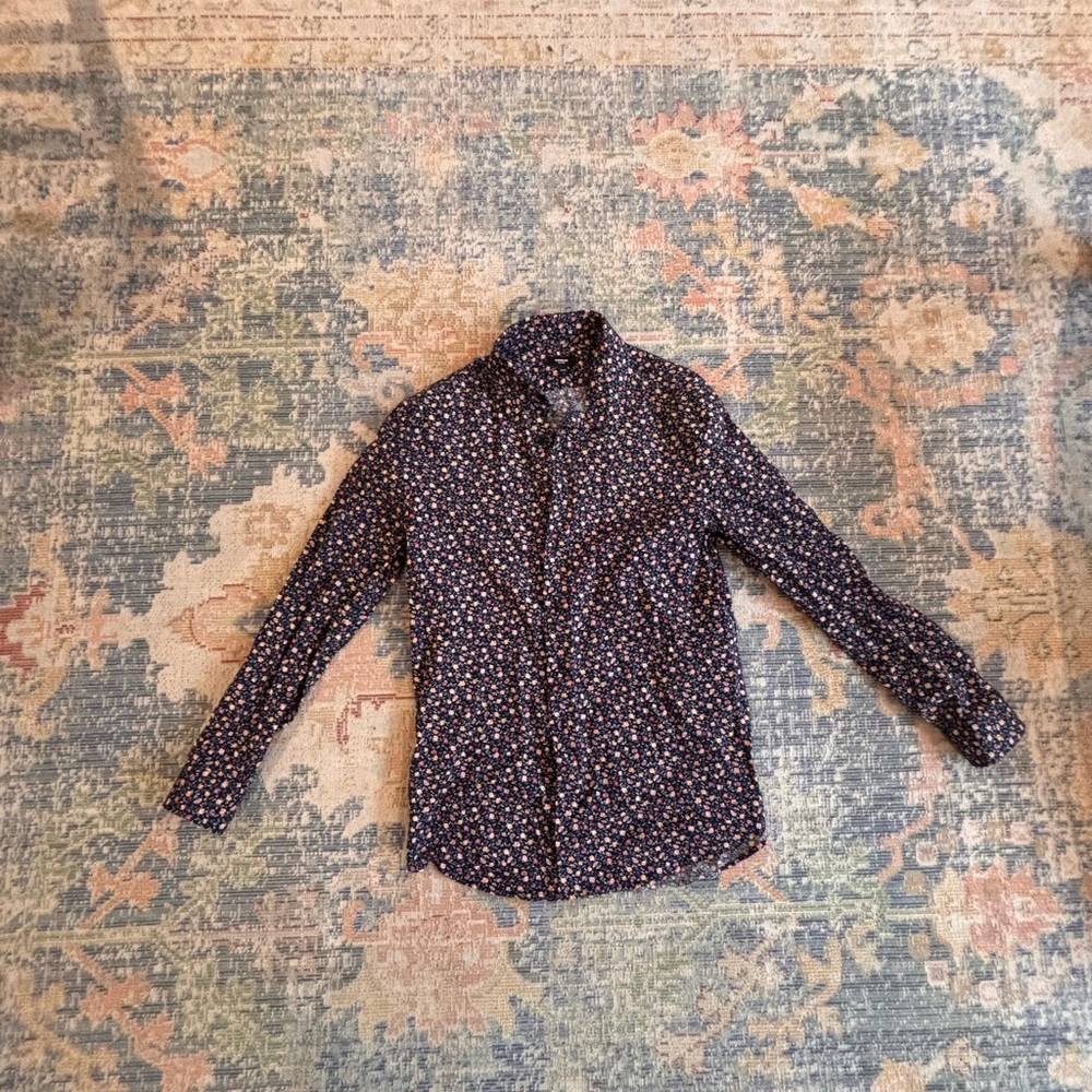 Express Navy Floral Button-Down slim fit Shirt